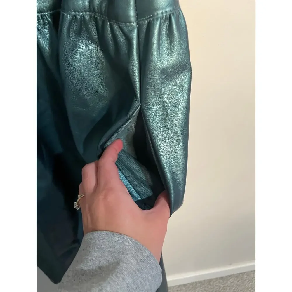 Zara Knit Green Faux Leather Midi Dress Size Small‎ - Picture 10 of 12